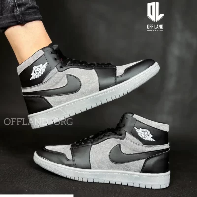 کفش سایز بزرگ نایک جردن 1 مشکی طوسی | nike air jordan 1