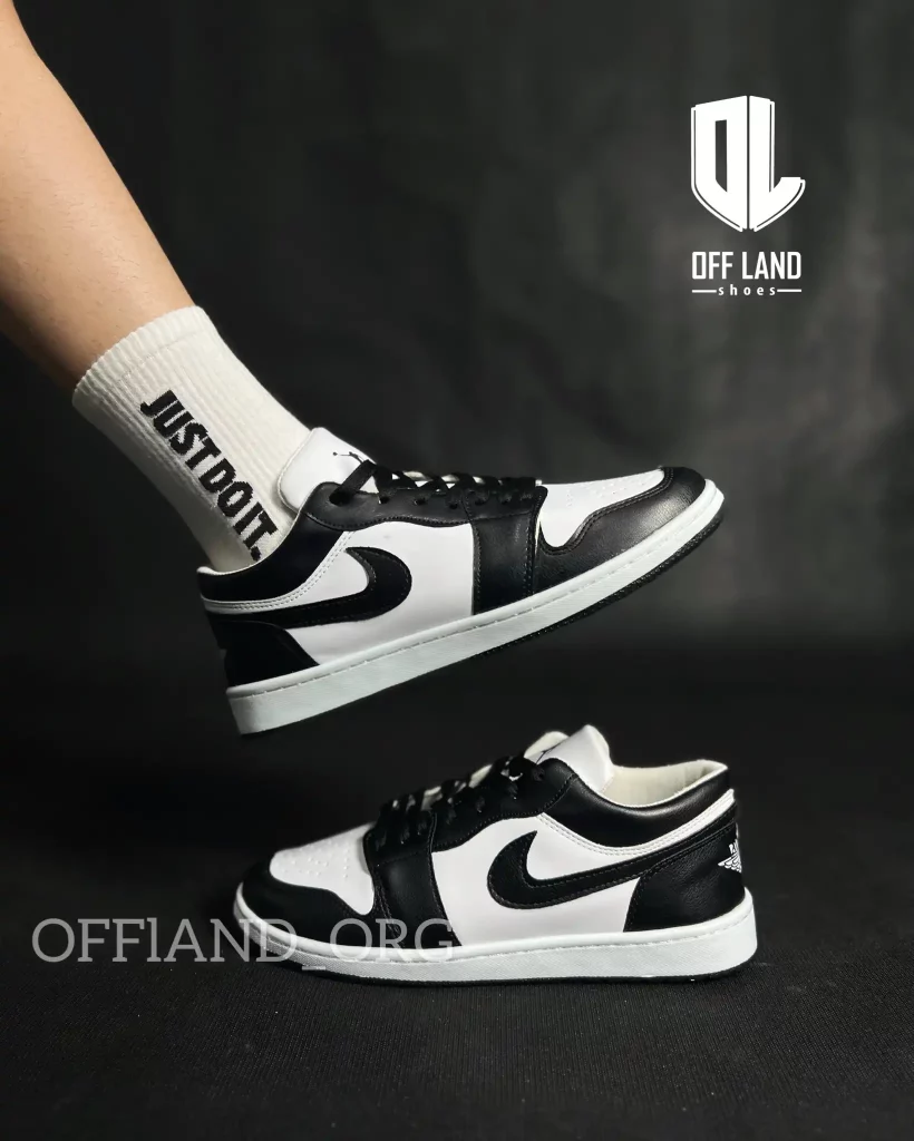 کفش اسپرت نایک جردن ساق کوتاه مشکی سفید | nike Air Jordan 1 Low