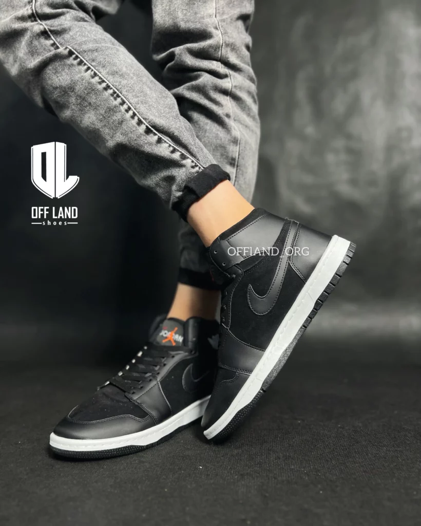 کفش سایز بزرگ نایک جردن 1 مشکی زیره سفید | nike air jordan 1