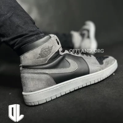 کفش سایز بزرگ نایک جردن 1 طوسی مشکی | nike air jordan 1