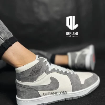 کفش سایز بزرگ نایک جردن 1 طوسی سفید | nike air jordan 1