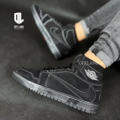 کفش مردانه نایک جردن تراویس اسکات ساق بلند مشکی | nike jordan travis scott high black