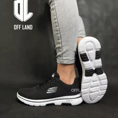 کفش روزمره اسکیچرز مشکی سفید | skechers