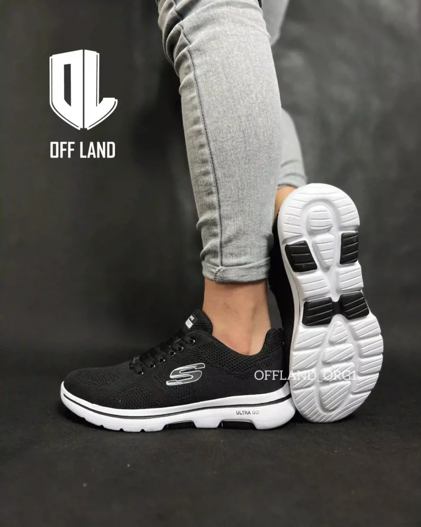 کفش روزمره اسکیچرز مشکی سفید | skechers