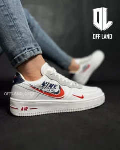 خرید کفش نایک ایرفورس 1 سفید قرمز از آفلند
