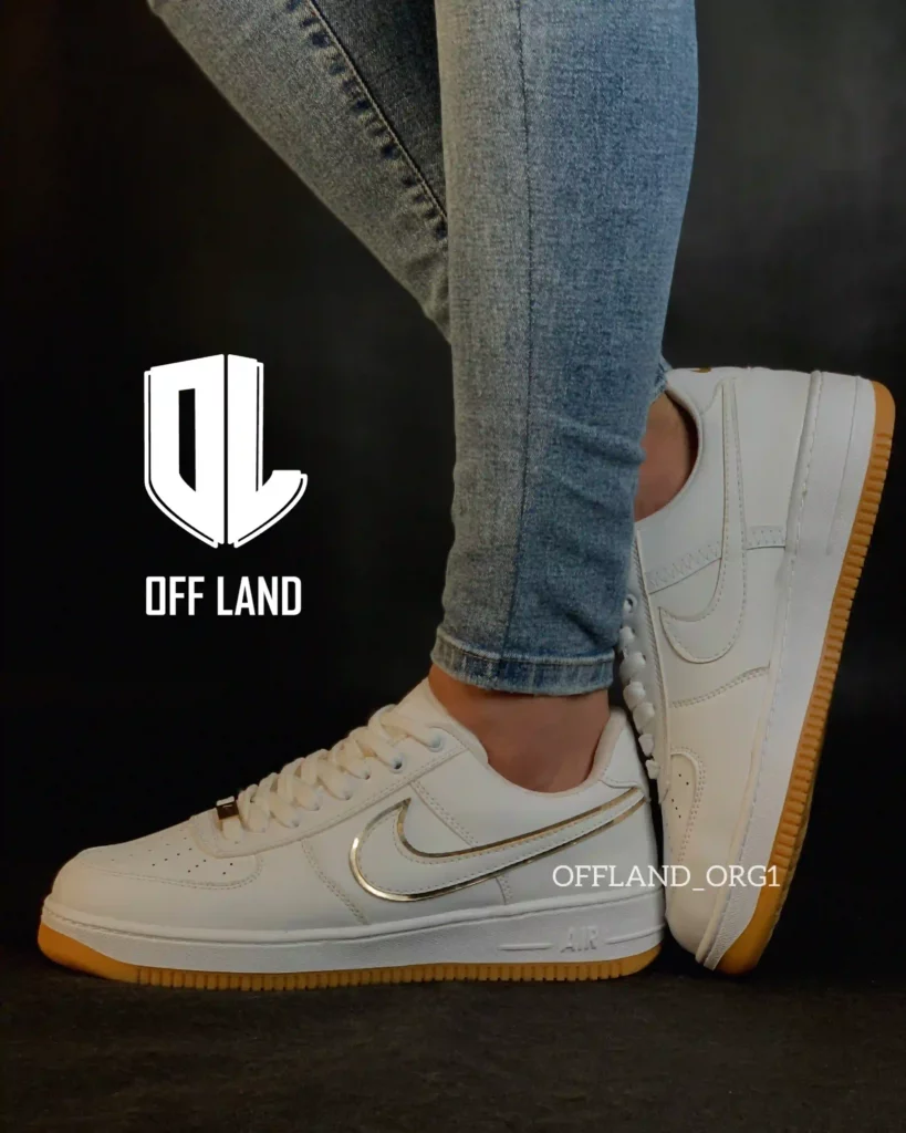 کفش سایز بزرگ ایرفورس سفید طلایی | nike air force 1