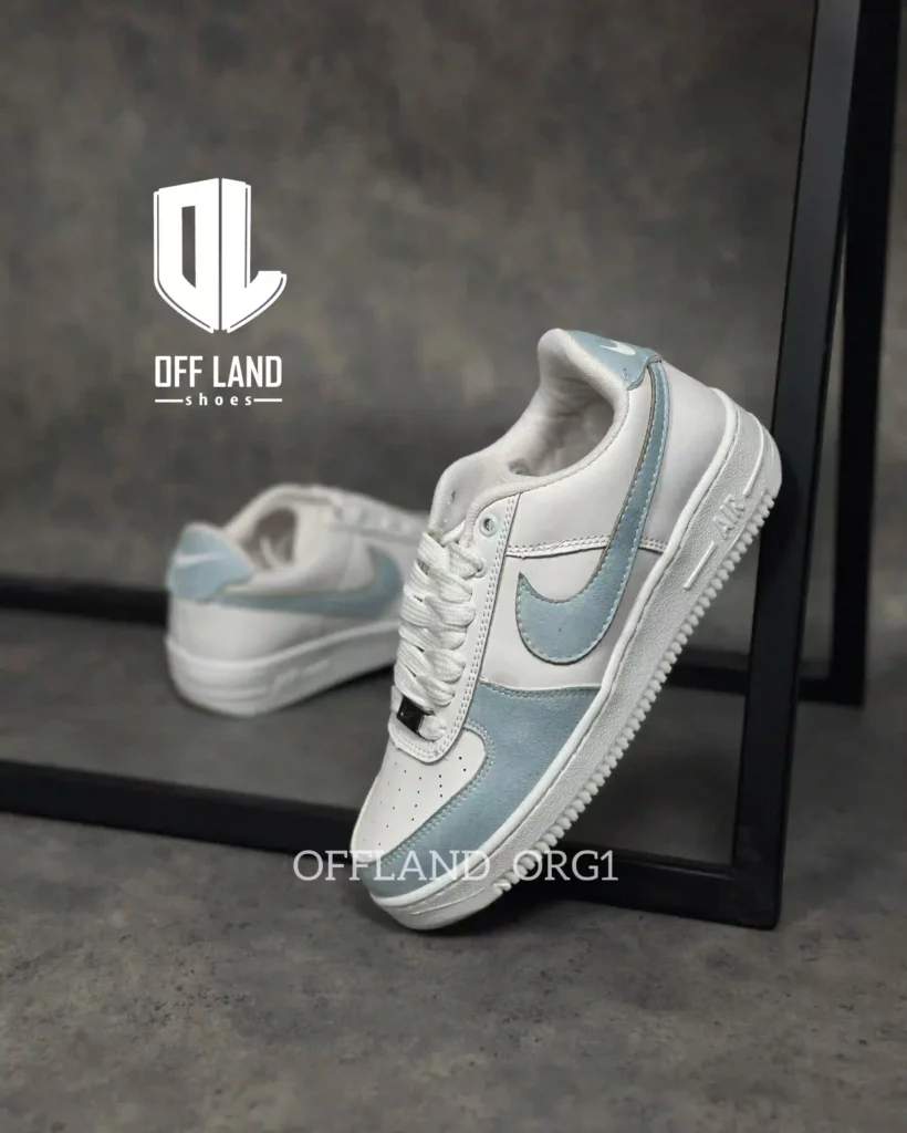 کفش دخترانه نایک ایرفورس 1 سفید آبی | nike air force 1