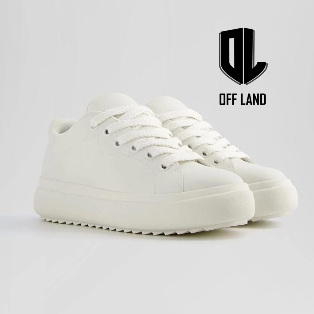 کتونی مردانه برشکا اسپرت مجلسی لژدار سفید Bershka Thick sole sneakers