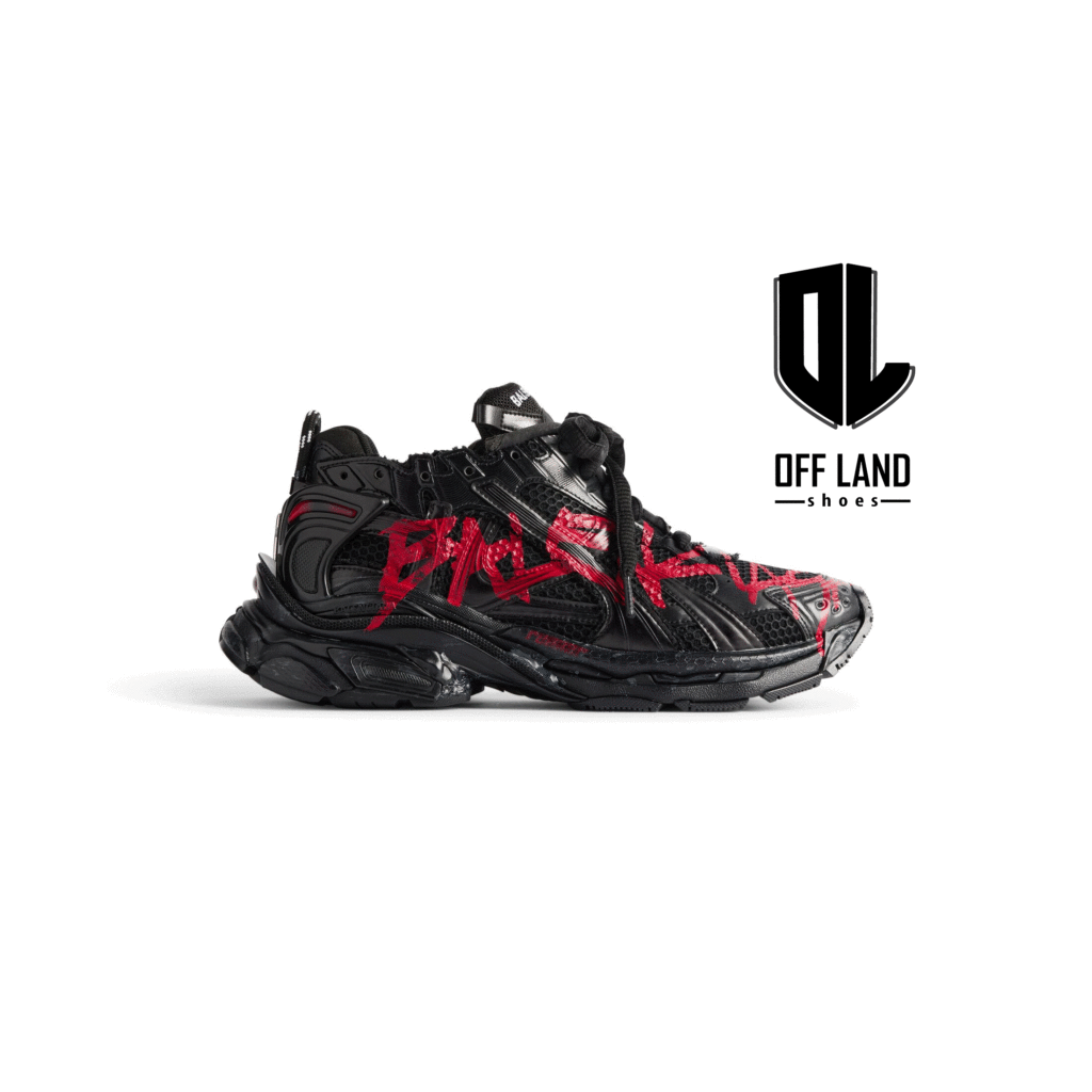 کفش ورزشی گرافیتی مردانه بالنسیاگاMEN'S RUNNER GRAFFITI SNEAKER IN BLACK