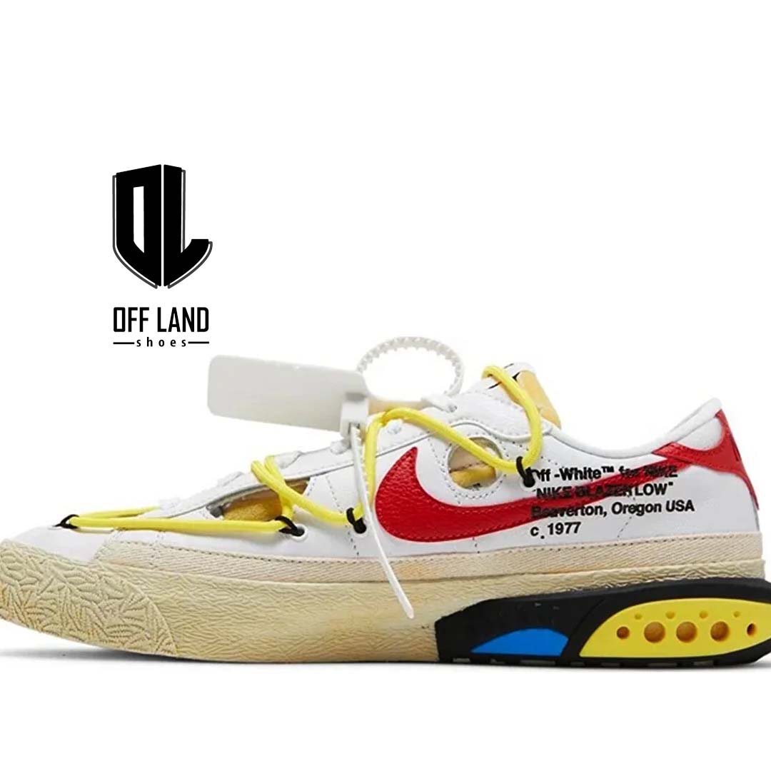 nike-blazer-low-off-white-sneakers02 کفش روزمره قرمز نایک بلیزر لو آف وایت Nike Blazer Low Off-white