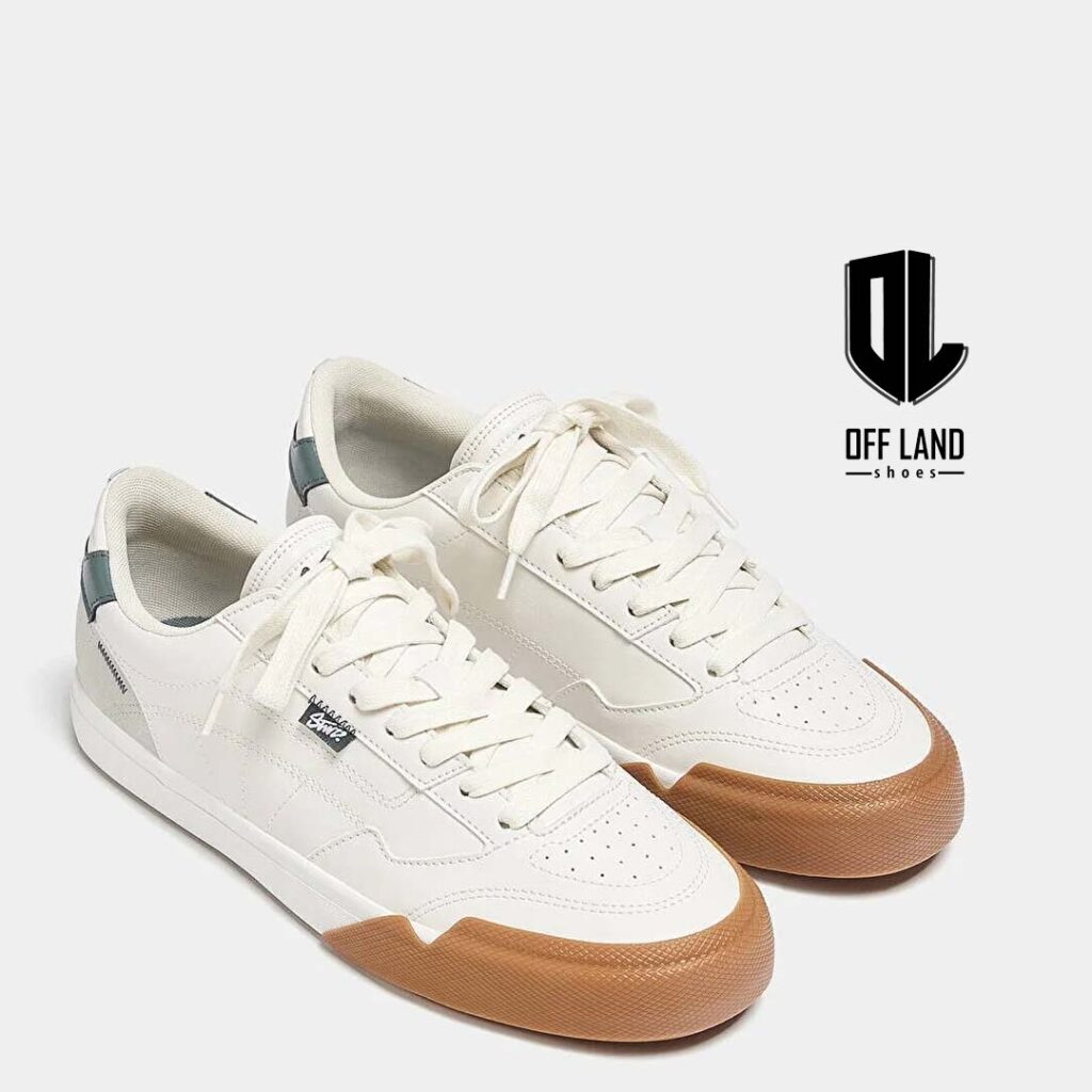 کفش اسپورت سفید قهوه ای پول اند بیر کنتراست Pull & Bear Contrast