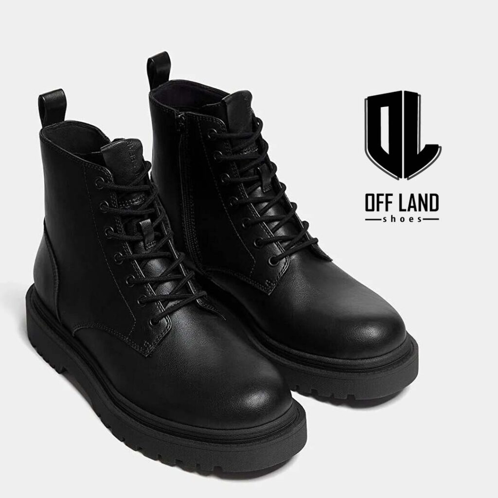 کفش بوت بنددار مشکی پول اند بیر Pull & Bear Lace up boots