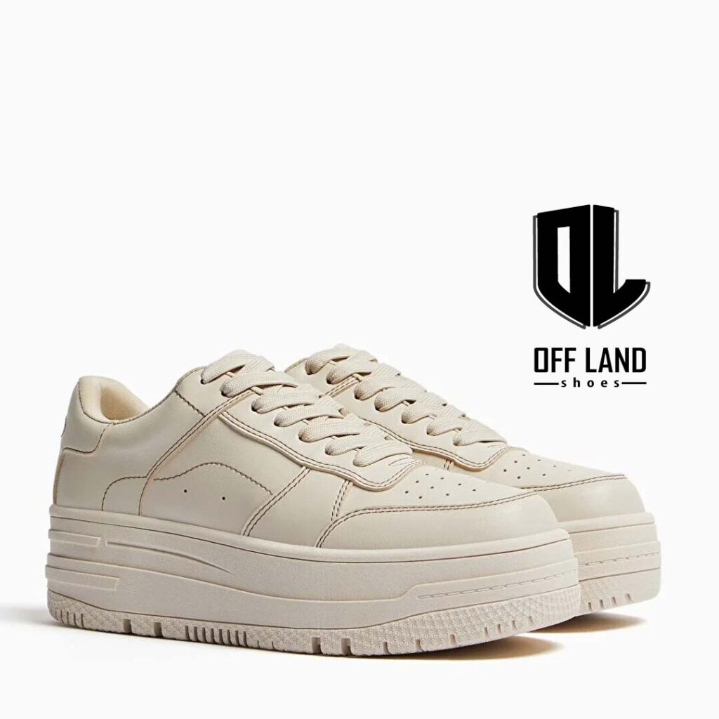 کفش اسپورت کرم برشکا مونوکرام پلتفرم Bershka Monochrome Platform