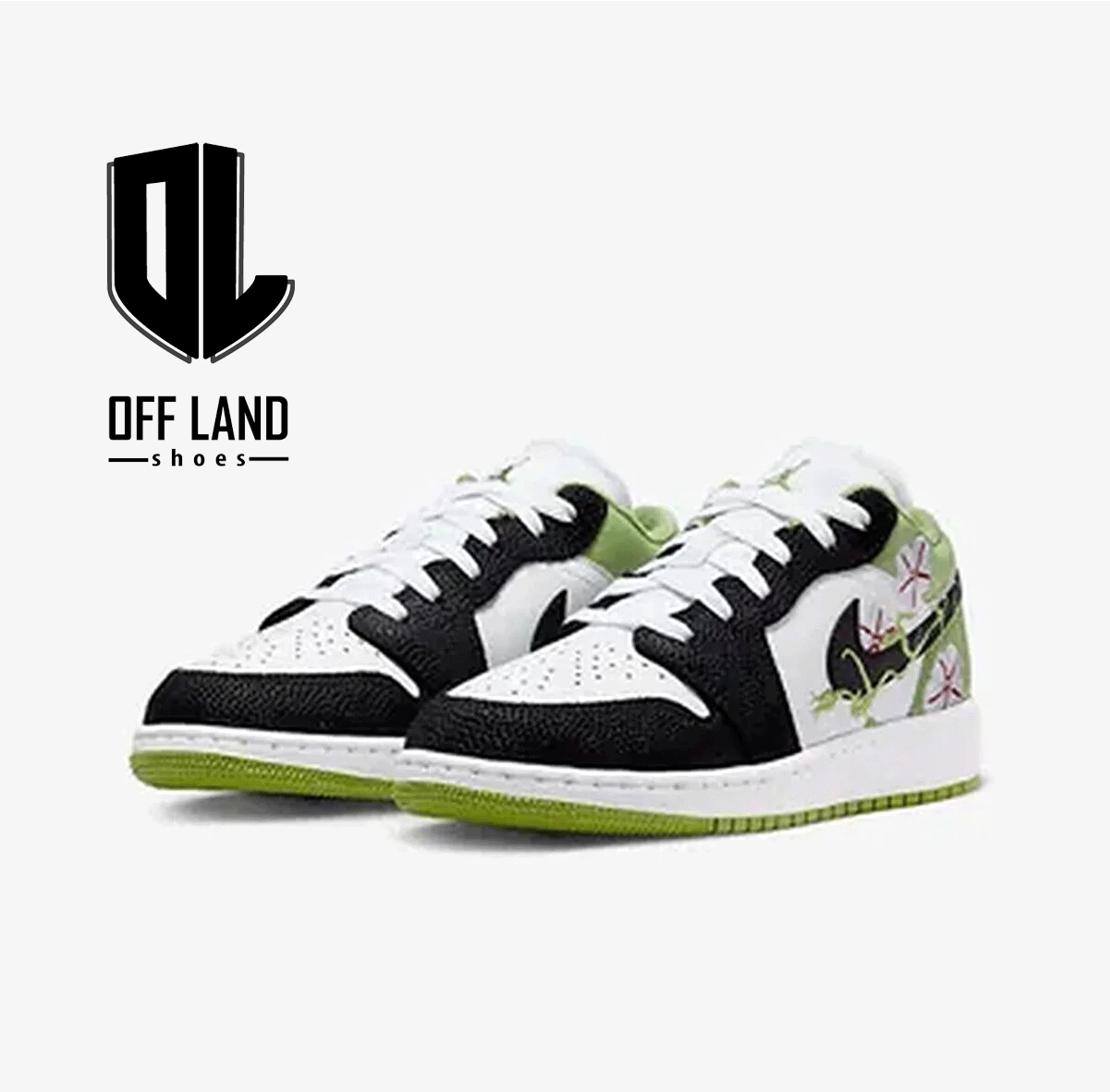 nike-air-jordan-1-low-flora کفش نایک ایر جردن 1 گل گلی Nike Air Jordan 1 Low 'Floral Vines