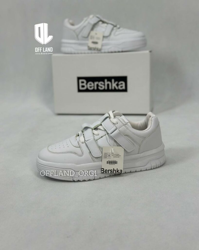 کفش روزمره مردانه برشکا سفید چسبی bershka White