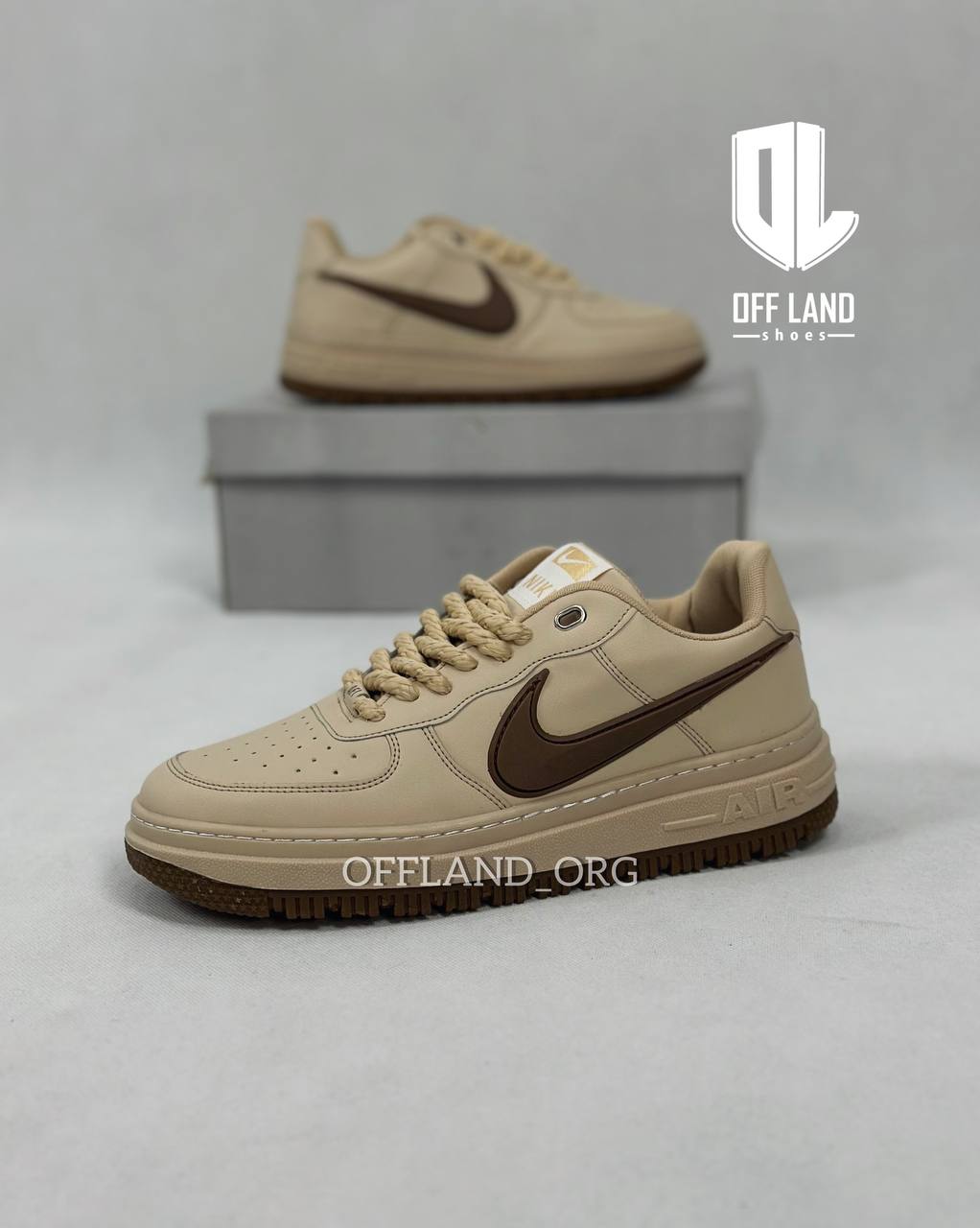 nike-air-force-1-cream-brown-sneakers02 کفش مردانه نایک ایر فورس کرم قهوه ای 1 air force