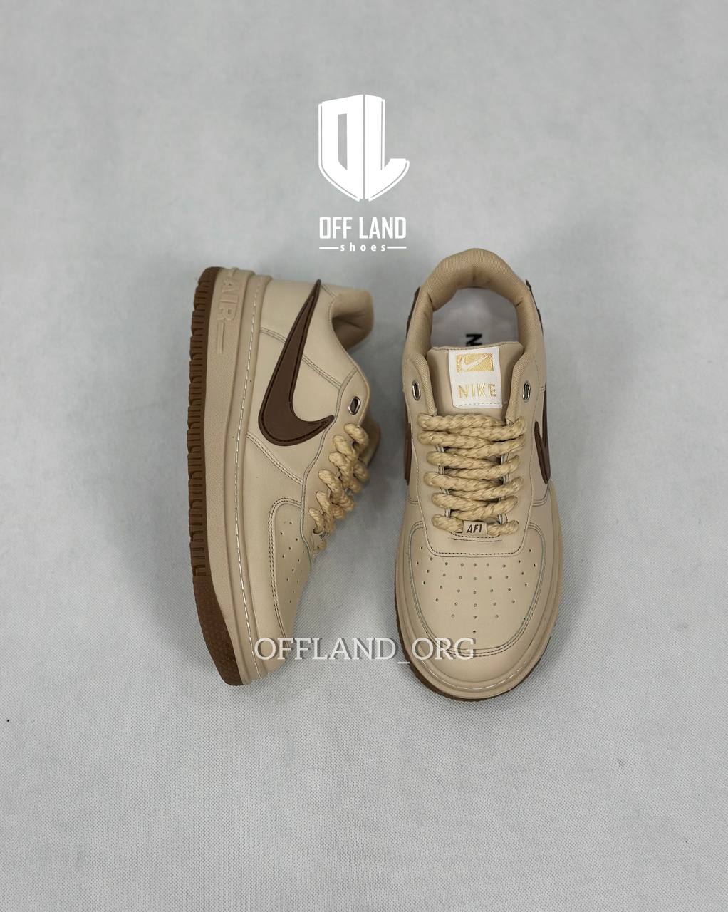 nike-air-force-1-cream-brown-sneakers03 کفش مردانه نایک ایر فورس کرم قهوه ای 1 air force