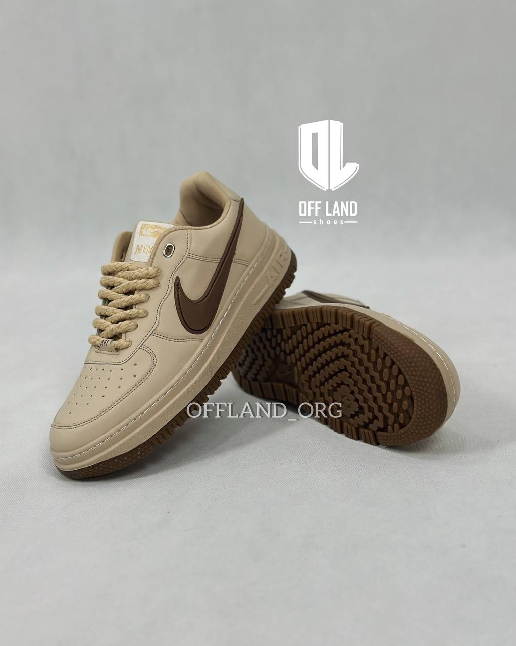 nike-air-force-1-cream-brown-sneakers04 کفش مردانه نایک ایر فورس کرم قهوه ای 1 air force