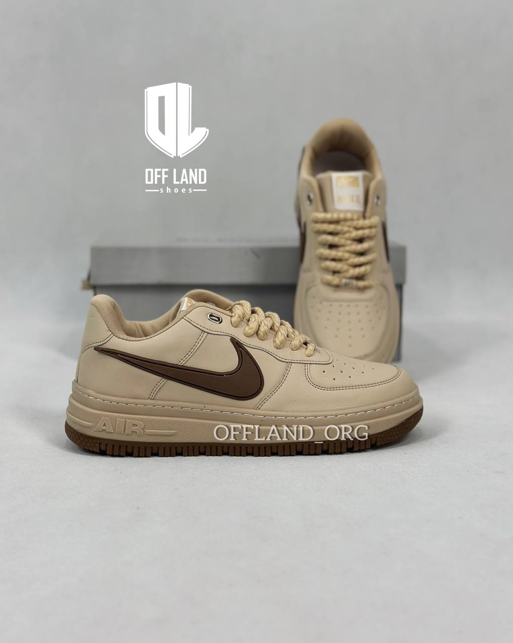 nike-air-force-1-cream-brown-sneakers05 کفش مردانه نایک ایر فورس کرم قهوه ای 1 air force