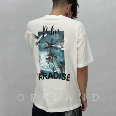 تیشرت اسپرت سفید پارادایس طرح ساحل paradise