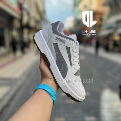 کفش روزمره مردانه پوما ریباندجوی سفید طوسی puma reboundjoy