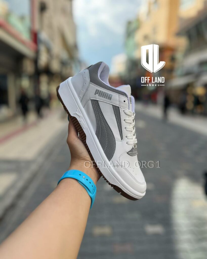 کفش روزمره مردانه پوما ریباندجوی سفید طوسی puma reboundjoy