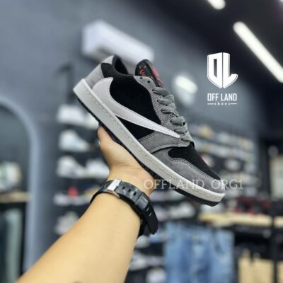 کفش مردانه نایک جردن تراویس ساق کوتاه طوسی مشکی nike jordan travis scott low