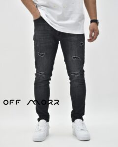 شلوار اسکینی ذغالی زاپ skinny