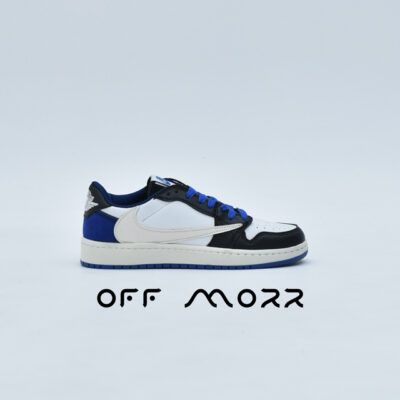 کفش روزمره نایک جردن تراویس ساق کوتاه سفید آبی nike jordan travis scott low