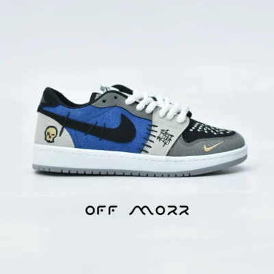 کفش مردانه نایک جردن 1 وودو آبی طوسی nike jordan 1 voodoo