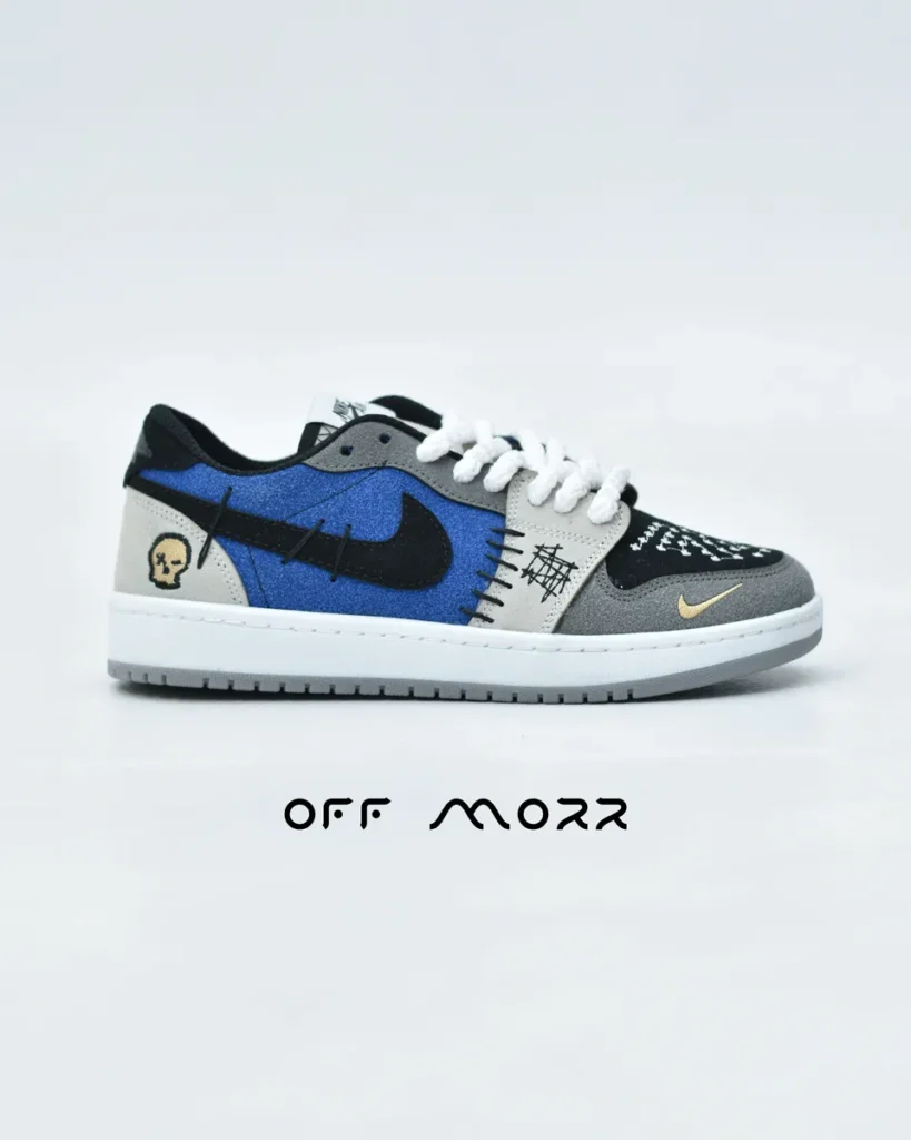 کفش مردانه نایک جردن 1 وودو آبی طوسی nike jordan 1 voodoo