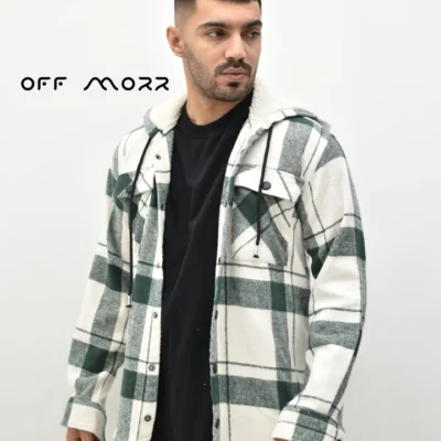 پیراهن کلاهدار سفید سبز DIYAKO shirt