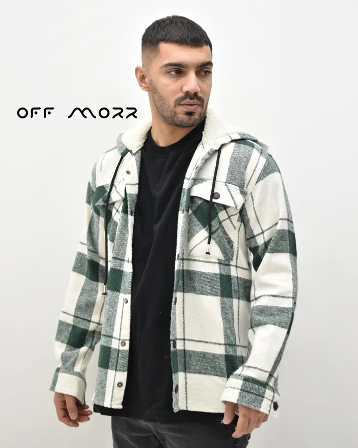 پیراهن کلاهدار سفید سبز DIYAKO shirt