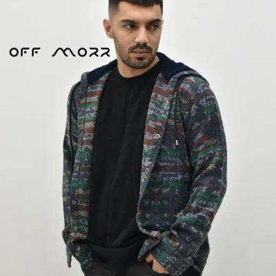 پیراهن کلاهدار سرمه‌ای طرح دار DIYAKO shirt