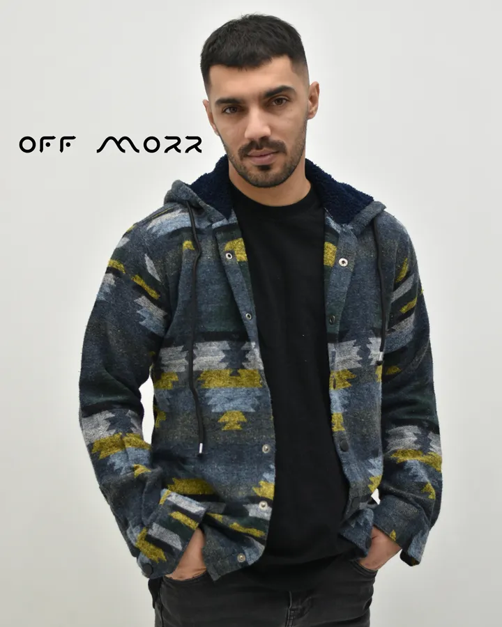 پیراهن کلاهدار نفتی طرح دار DIYAKO shirt