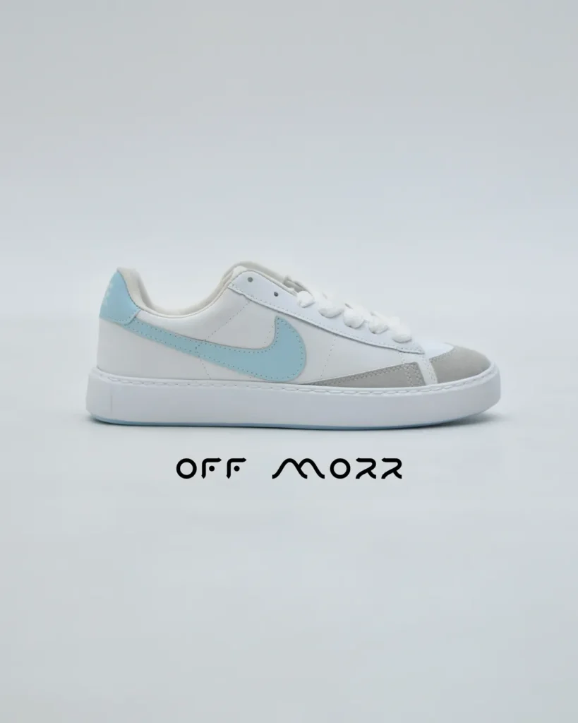 کفش نایک بلیزر ساق کوتاه سفید آبی Nike blazer low