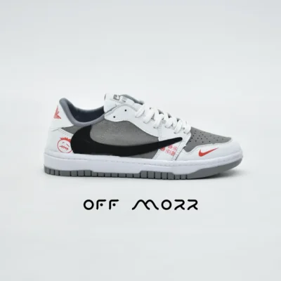 کفش نایک جردن تراویس اسکات ساق کوتاه سفید طوسی Nike jordan travis