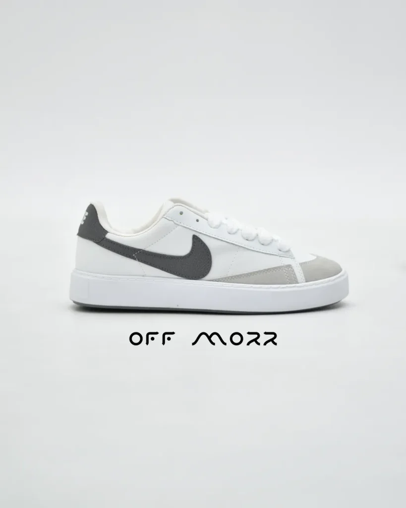کفش نایک بلیزر ساق کوتاه سفید طوسی Nike blazer low