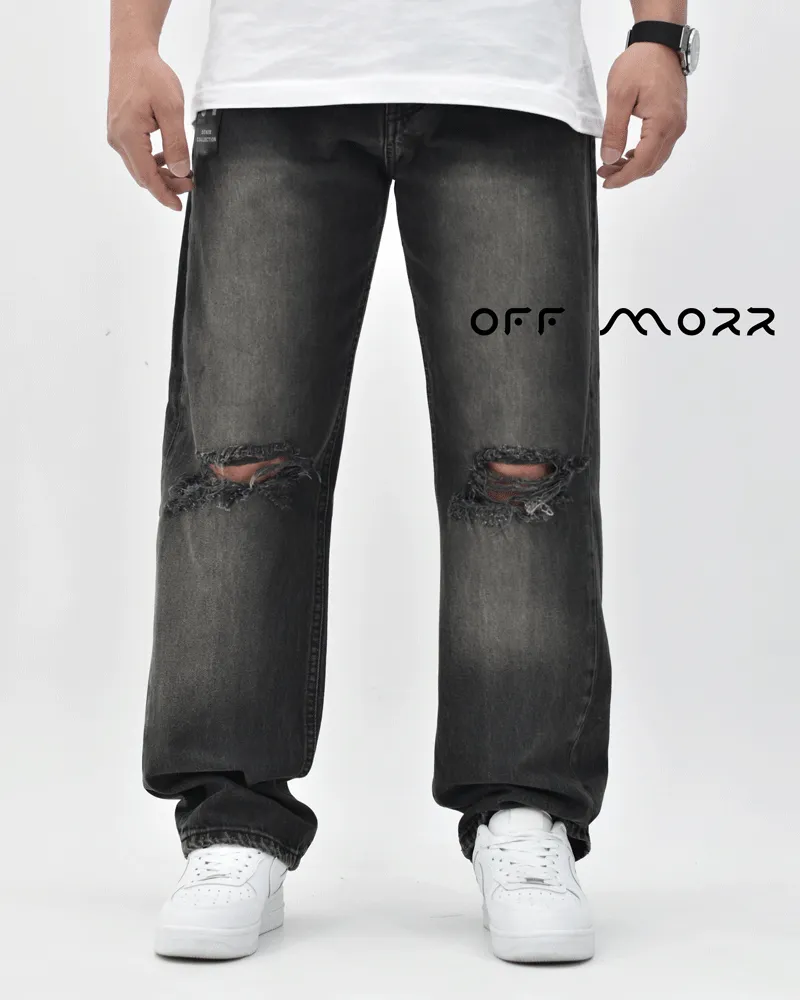 شلوار بگ استایل ذغالی زانو زاپ bagstyle LACOSTE