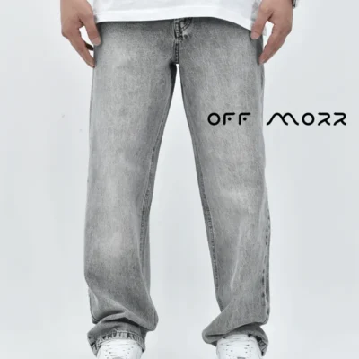 شلوار نیم بگ طوسی روشن ساده nimbag DG DENIM