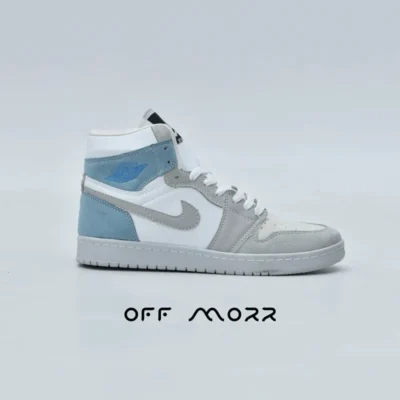 کفش نایک ایر جردن 1 طوسی آبی سفید Nike Air Jordan 1