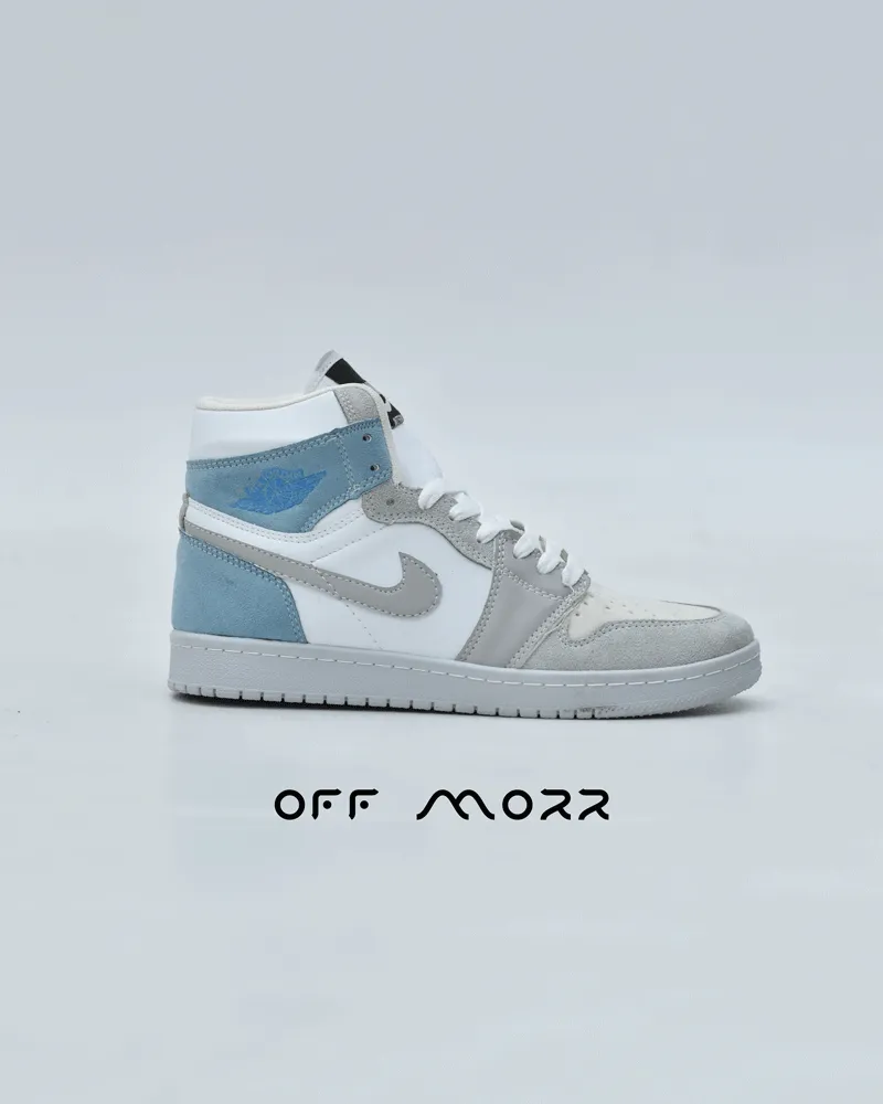 کفش نایک ایر جردن 1 طوسی آبی سفید Nike Air Jordan 1