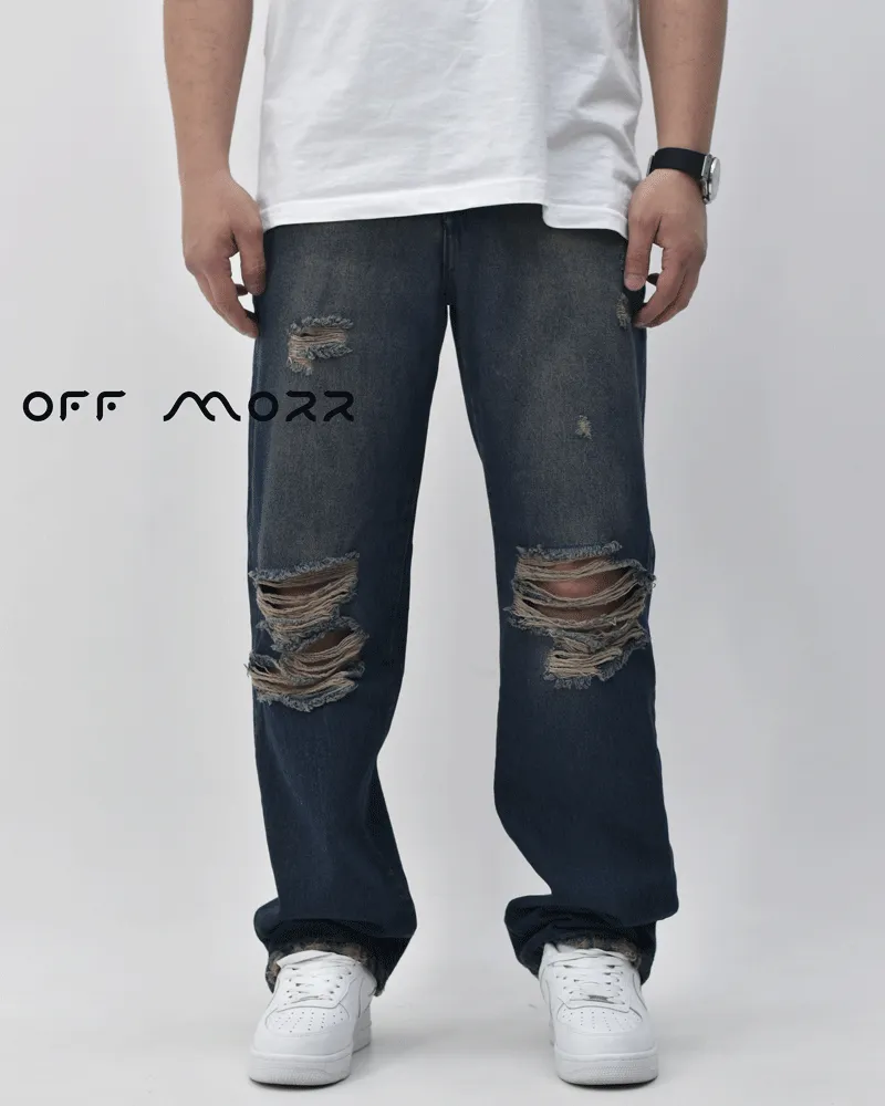شلوار بگ استایل آبی نفتی زانو زاپ bagstyle G-STAR RAW