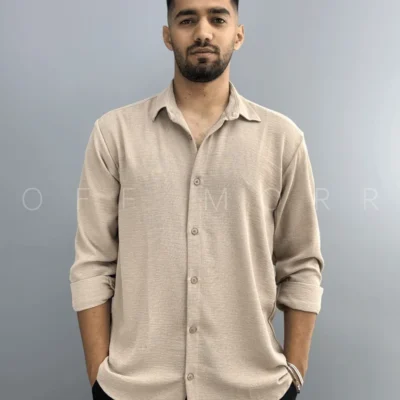 پیراهن مردانه پارچه ویسکوز نسکافه‌ای مارانتا