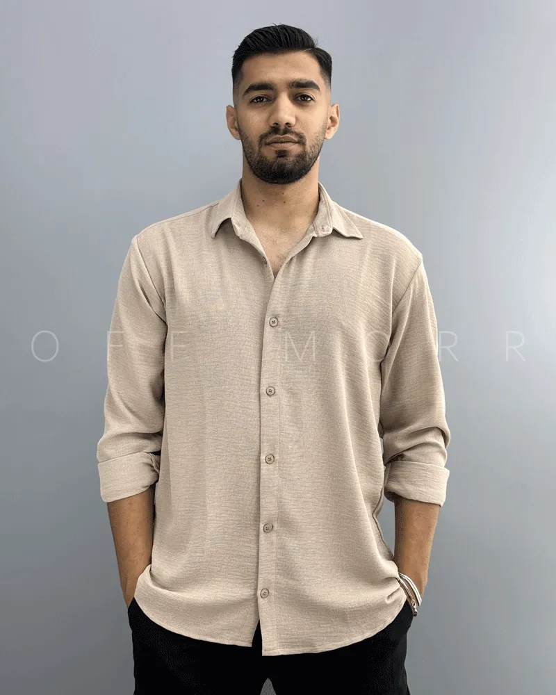 پیراهن مردانه پارچه ویسکوز نسکافه‌ای مارانتا