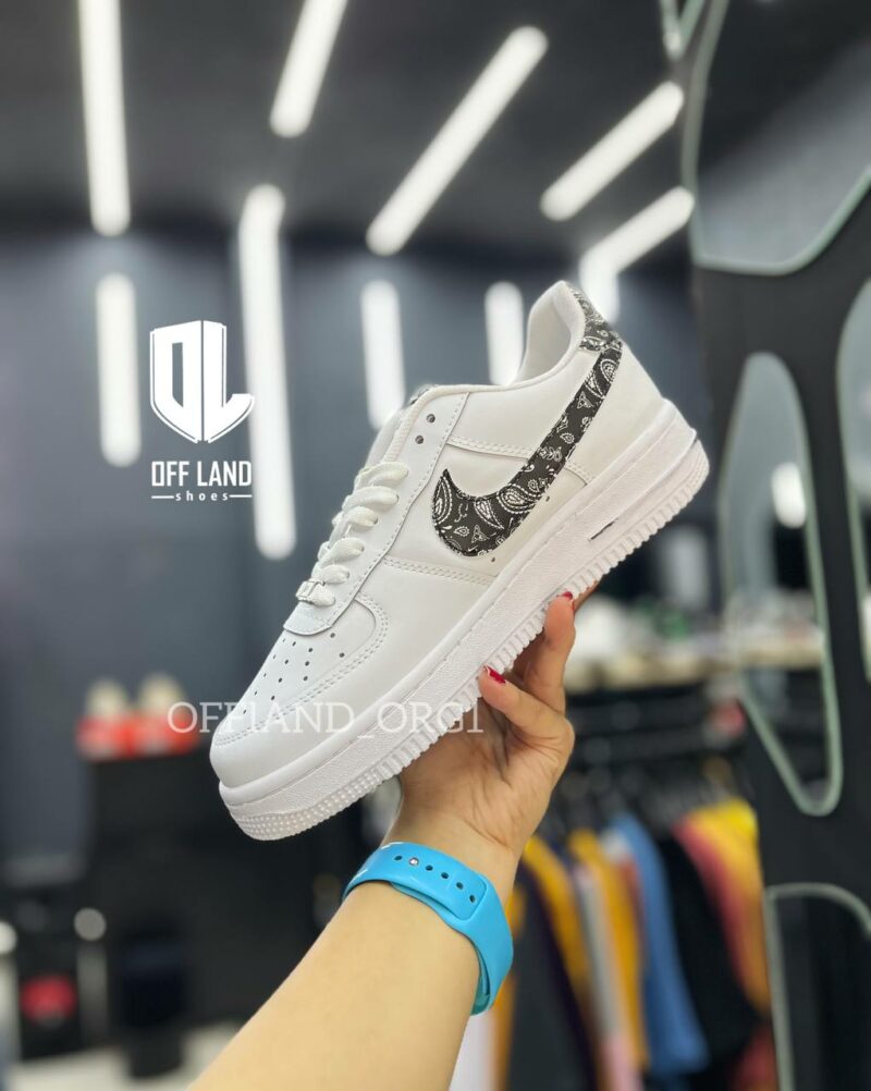 کفش های کپی نایک ایرفورس 1 سفید مشکی طرح باندانا Nike Air Force 1