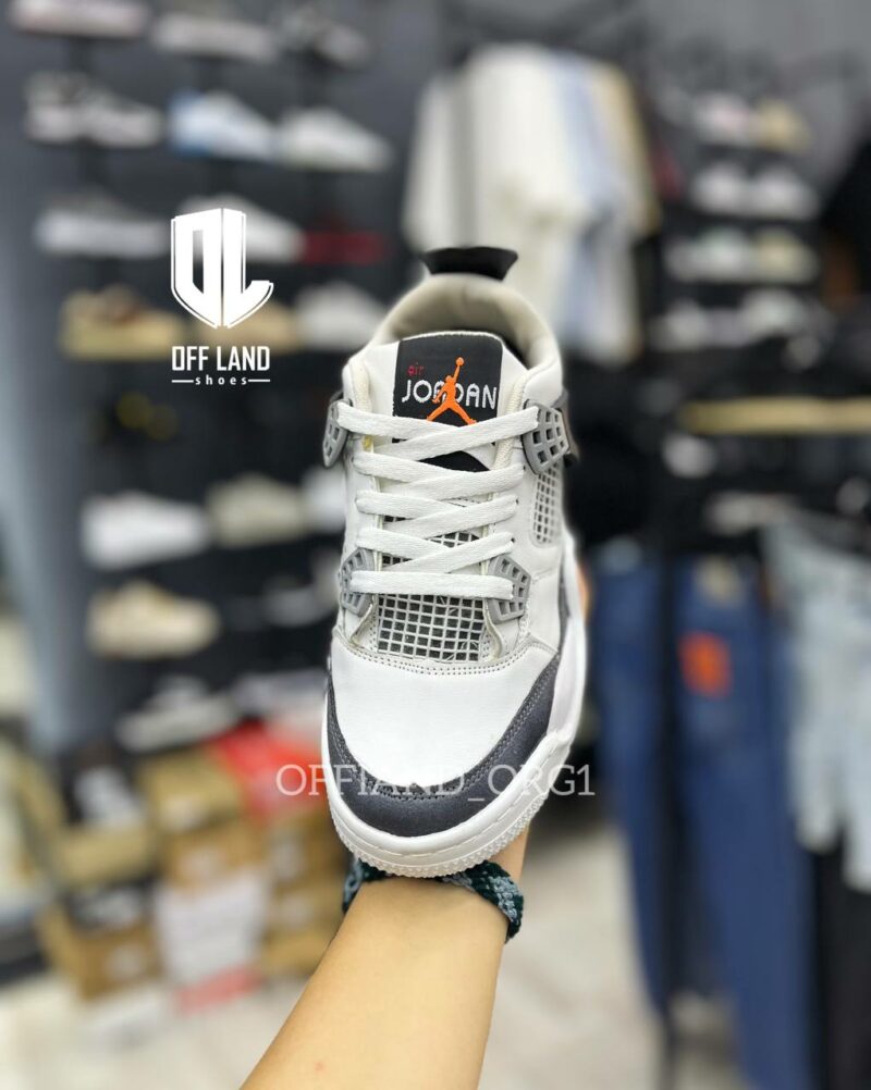 کفش روزمره زنانه نایک جردن 4 سفید طوسی nike jordan 4