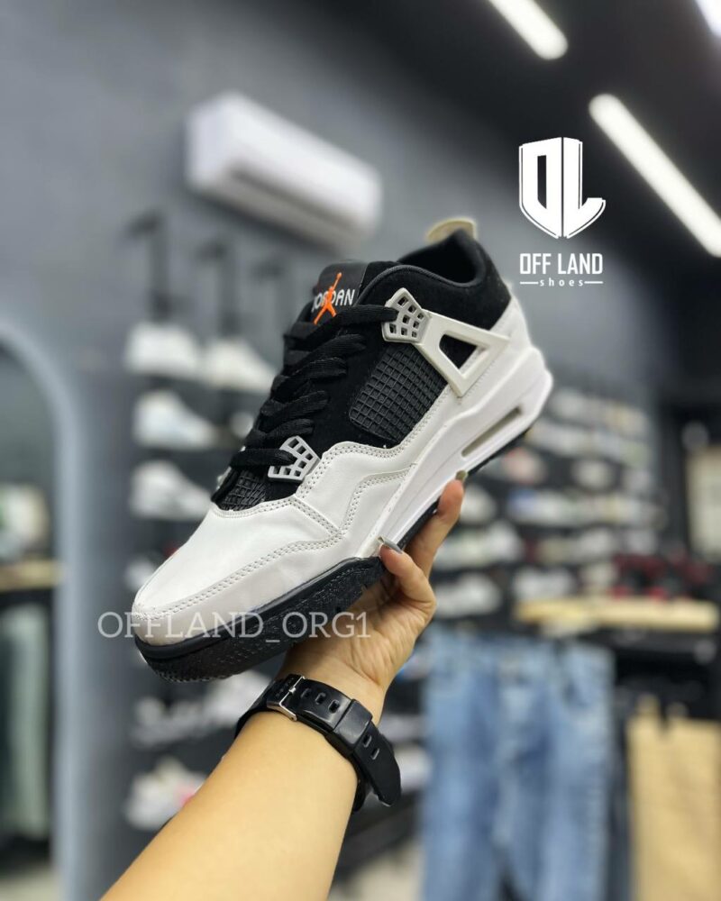 کفش مردانه نایک جردن 4 سفید مشکی nike jordan 4