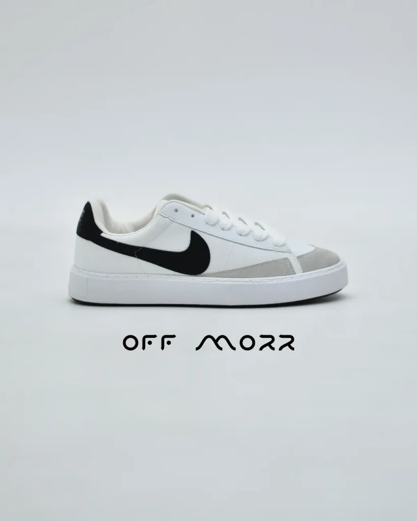 کفش نایک بلیزر ساق کوتاه سفید مشکی طوسی Nike blazer low