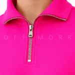 دورس سه نخ نیم زیپ آف مور صورتی